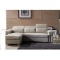 - Canapé d'angle convertible en cuir buffle italien 5 places, ALLURE, beige, angle gauche