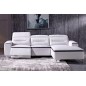 Canapé d'angle relax en cuir buffle italien de luxe FUNRELAX, blanc et noir, angle droit, 5 places Canapé d'angle relax en cuir buffle italien de luxe FUNRELAX, blanc et noir, angle droit, 5 places