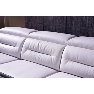 Canapé d'angle relax en cuir buffle italien de luxe FUNRELAX, blanc et noir, angle droit, 5 places