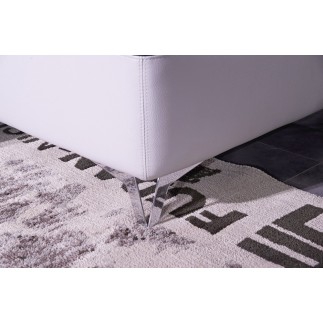 Canapé d'angle relax en cuir buffle italien de luxe FUNRELAX, blanc et noir, angle droit.
