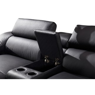 Canapé d'angle en cuir buffle italien de luxe 7 places LONDRES noir, angle droit