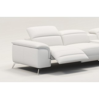 Canapé d'angle en cuir italien 5 places RELAXIA, blanc, angle droit