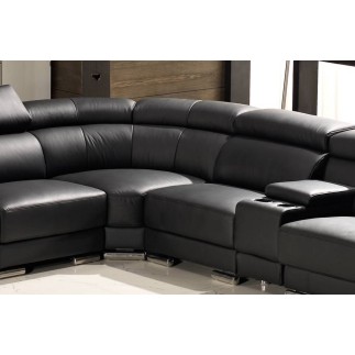 - Canapé d'angle en cuir buffle italien de luxe 7 places LONDRES noir, angle gauche