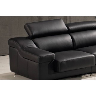 - Canapé d'angle en cuir buffle italien de luxe 7 places LONDRES noir, angle gauche