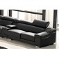 - Canapé d'angle en cuir buffle italien de luxe 7 places LONDRES noir, angle gauche - Canapé d'angle en cuir buffle italien de luxe 7 places LONDRES noir, angle gauche