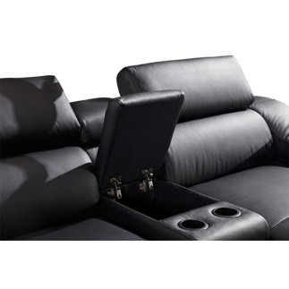 - Canapé d'angle en cuir buffle italien de luxe 7 places LONDRES noir, angle gauche