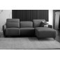 Canapé d'angle avec un relax électrique en cuir de buffle italien de luxe 6 places BOSTON gris foncé, angle droit Canapé d'angle avec un relax électrique en cuir de buffle italien de luxe 6 places BOSTON gris foncé, angle droit