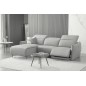 Canapé d'angle avec un relax électrique en cuir de buffle italien de luxe 6 places BOSTON gris clair, angle gauche