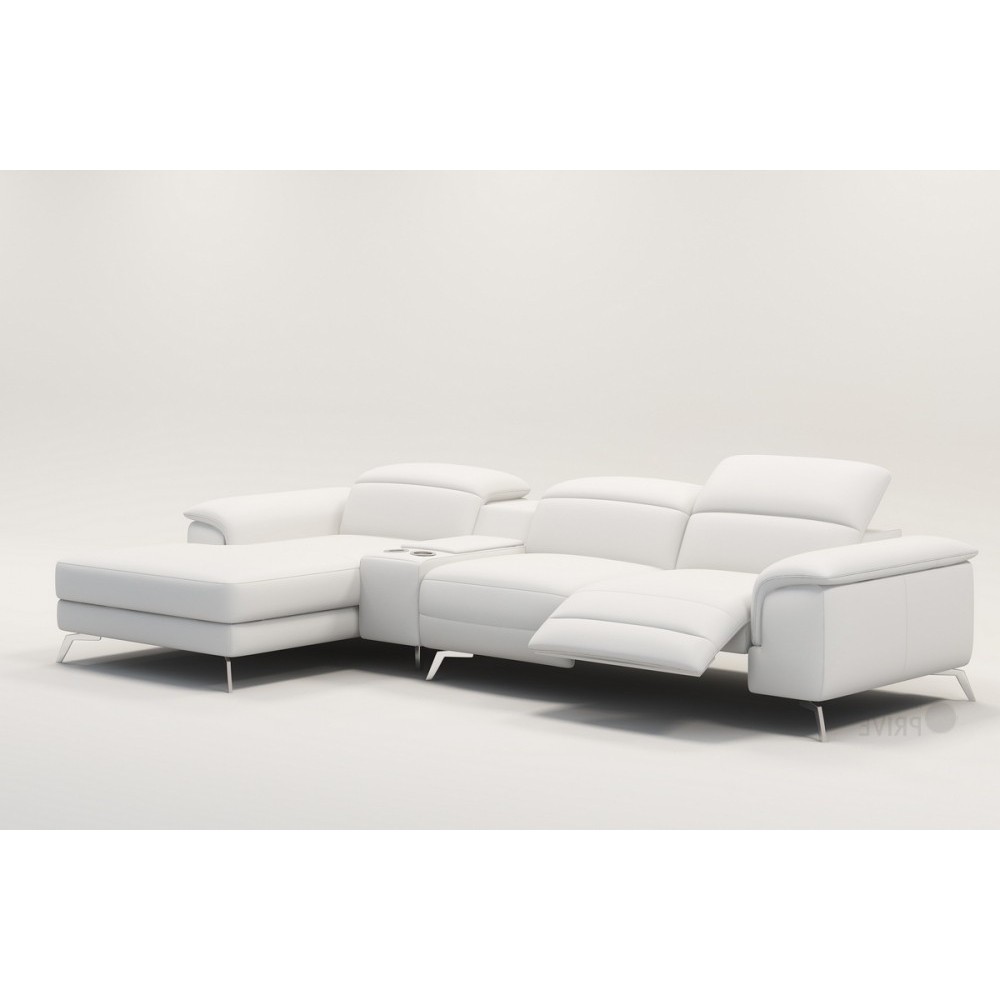 Canapé d'angle en cuir italien 5 places RELAXIA, blanc, angle gauche Canapé d'angle en cuir italien 5 places RELAXIA, blanc, angle gauche