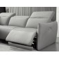 Canapé d'angle avec un relax électrique en cuir de buffle italien de luxe 6 places BOSTON gris clair, angle gauche