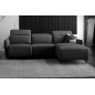 Canapé d'angle avec un relax électrique en cuir de buffle italien de luxe 6 places BOSTON noir, angle droit Canapé d'angle avec un relax électrique en cuir de buffle italien de luxe 6 places BOSTON noir, angle droit