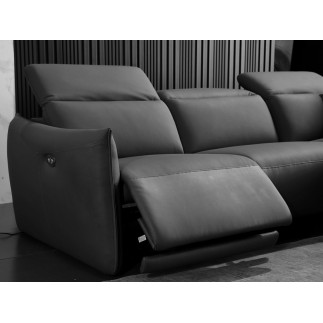 Canapé d'angle avec un relax électrique en cuir de buffle italien de luxe 6 places BOSTON noir, angle droit