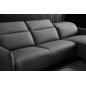Canapé d'angle avec un relax électrique en cuir de buffle italien de luxe 6 places BOSTON noir, angle droit Canapé d'angle avec un relax électrique en cuir de buffle italien de luxe 6 places BOSTON noir, angle droit