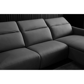 Canapé d'angle avec un relax électrique en cuir de buffle italien de luxe 6 places BOSTON noir, angle droit