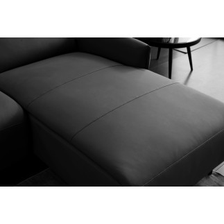 Canapé d'angle avec un relax électrique en cuir de buffle italien de luxe 6 places BOSTON noir, angle droit