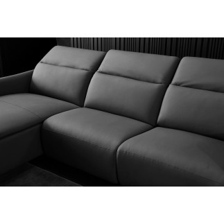 - Canapé d'angle avec un relax électrique en cuir de buffle italien de luxe 6 places BOSTON noir, angle gauche