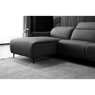 - Canapé d'angle avec un relax électrique en cuir de buffle italien de luxe 6 places BOSTON noir, angle gauche