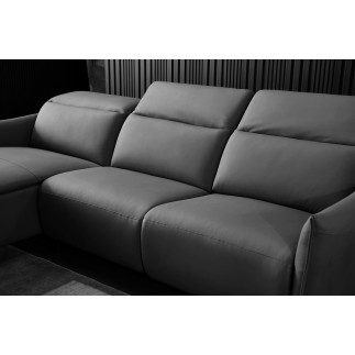 - Canapé d'angle avec un relax électrique en cuir de buffle italien de luxe 6 places BOSTON noir, angle gauche