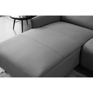 - Canapé d'angle avec un relax électrique en cuir de buffle italien de luxe 6 places BOSTON gris foncé, angle gauche