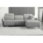 Canapé d'angle avec un relax électrique en cuir de buffle italien de luxe 6 places BOSTON gris clair, angle droit