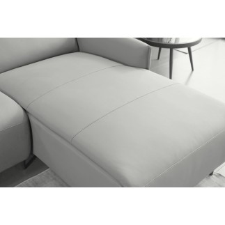Canapé d'angle avec un relax électrique en cuir de buffle italien de luxe 6 places BOSTON gris clair, angle droit