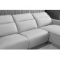 Canapé d'angle avec un relax électrique en cuir de buffle italien de luxe 6 places BOSTON gris clair, angle droit