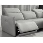 Canapé d'angle avec un relax électrique en cuir de buffle italien de luxe 6 places BOSTON gris clair, angle droit