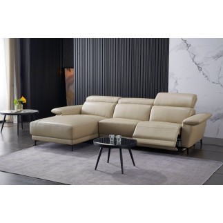 - Canapé d'angle en cuir buffle italien de luxe 6/7 places LORENZO, beige, angle gauche