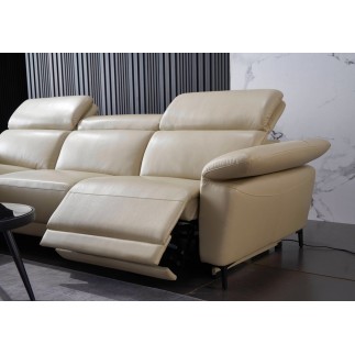- Canapé d'angle en cuir buffle italien de luxe 6/7 places LORENZO, beige, angle gauche