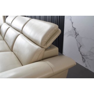 - Canapé d'angle en cuir buffle italien de luxe 6/7 places LORENZO, beige, angle gauche