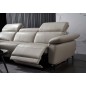 - Canapé d'angle en cuir buffle italien de luxe 6/7 places LORENZO, gris clair, angle gauche