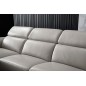 - Canapé d'angle en cuir buffle italien de luxe 6/7 places LORENZO, gris clair, angle gauche