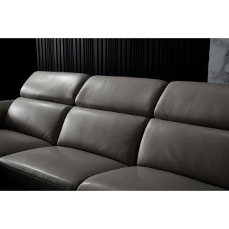 Canapé d'angle en cuir buffle italien de luxe 6/7 places LORENZO, gris foncé, angle gauche