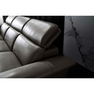 Canapé d'angle en cuir buffle italien de luxe 6/7 places LORENZO, gris foncé, angle gauche