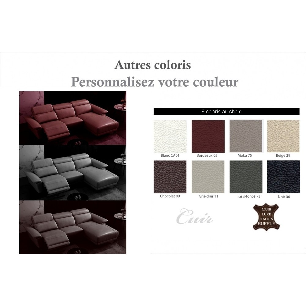 Canapé d'angle en cuir buffle italien de luxe 6/7 places LORENZO, couleur personnalisée, angle droit Canapé d'angle en cuir buffle italien de luxe 6/7 places LORENZO, couleur personnalisée, angle droit
