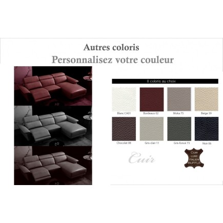 Canapé d'angle en cuir buffle italien de luxe 6/7 places LORENZO, couleur personnalisée, angle droit
