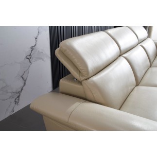 Canapé d'angle en cuir buffle italien de luxe 6/7 places LORENZO, beige, angle droit
