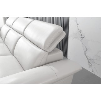 Canapé d'angle en cuir buffle italien de luxe 6/7 places LORENZO, blanc cassé, angle gauche