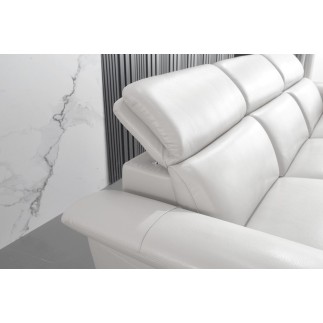 Canapé d'angle en cuir buffle italien de luxe 6/7 places LORENZO, blanc cassé, angle droit