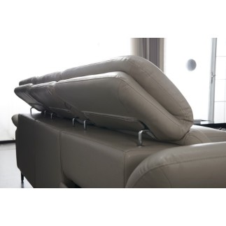 Canapé d'angle en cuir buffle italien de luxe 6/7 places LORENZO, gris clair, angle droit