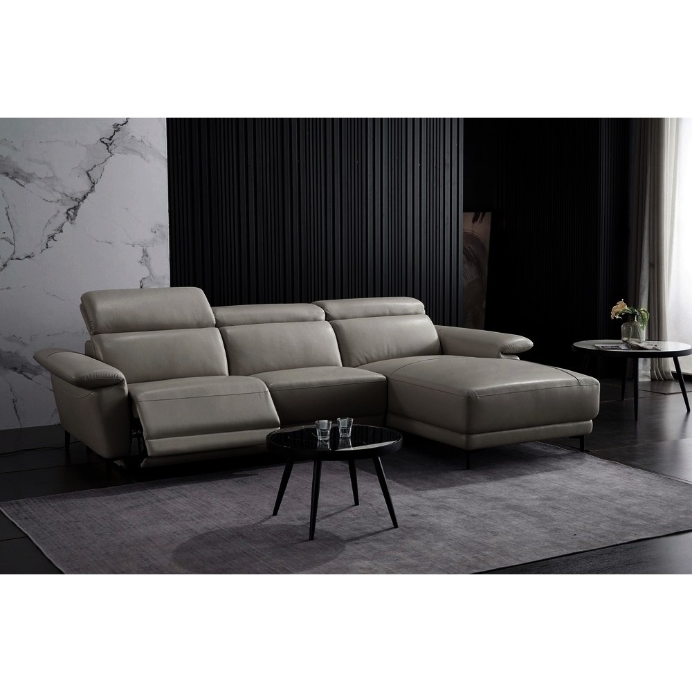 Canapé d'angle en cuir buffle italien de luxe 6/7 places LORENZO, gris foncé, angle droit Canapé d'angle en cuir buffle italien de luxe 6/7 places LORENZO, gris foncé, angle droit