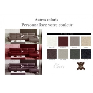 Canapé d'angle en cuir buffle italien de luxe 6/7 places MATTEO, couleur personnalisée, angle droit