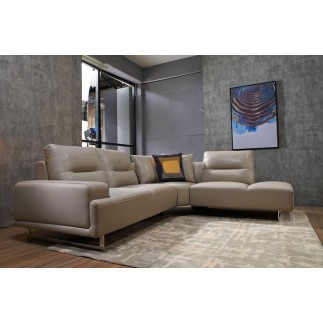 Canapé d'angle en cuir de buffle italien de luxe 5/6 places MASSIMO, beige, angle droit