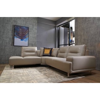 Canapé d'angle en cuir de buffle italien de luxe 5/6 places - MASSIMO, beige, angle gauche