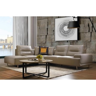 Canapé d'angle en cuir de buffle italien de luxe 5/6 places - MASSIMO, beige, angle gauche