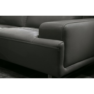 Canapé d'angle en cuir de buffle italien de luxe 5/6 places - MASSIMO, gris foncé, angle gauche