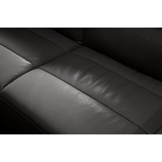 Canapé d'angle en cuir de buffle italien de luxe 5/6 places - MASSIMO, gris foncé, angle gauche