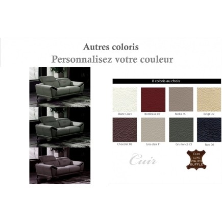 Canapé 3 places en cuir italien buffle TURIN, couleurs personnalisées