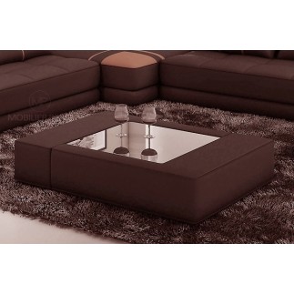 Table basse en cuir italien ZANA, chocolat