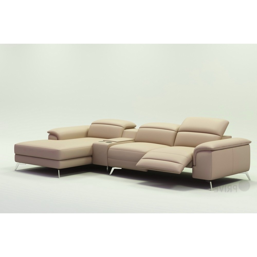 Canapé d'angle en cuir italien 5 places RELAXIA, beige, angle gauche Canapé d'angle en cuir italien 5 places RELAXIA, beige, angle gauche